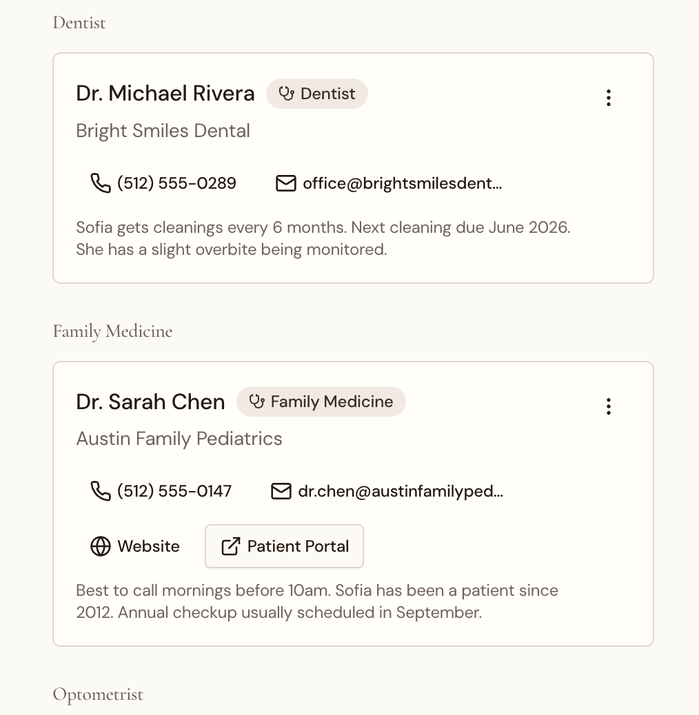 Emergency Contacts screenshot