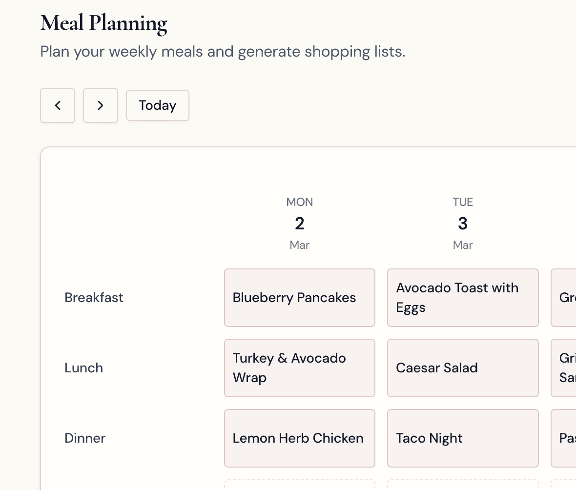 Meal Planning screenshot