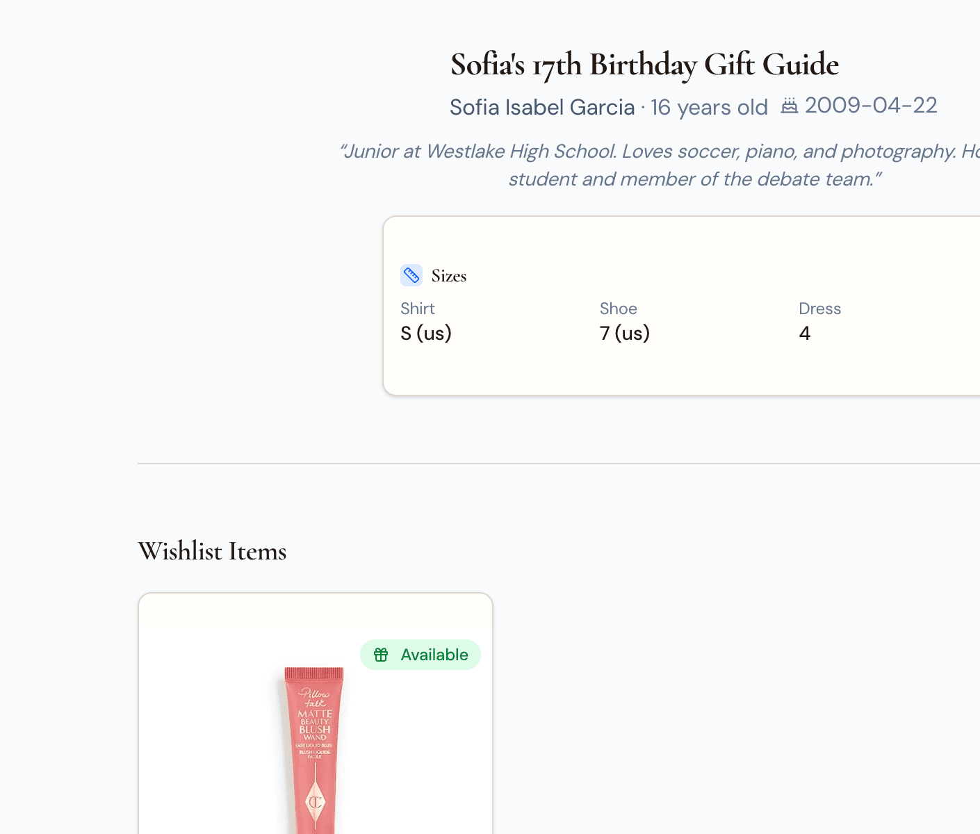Wishlists screenshot